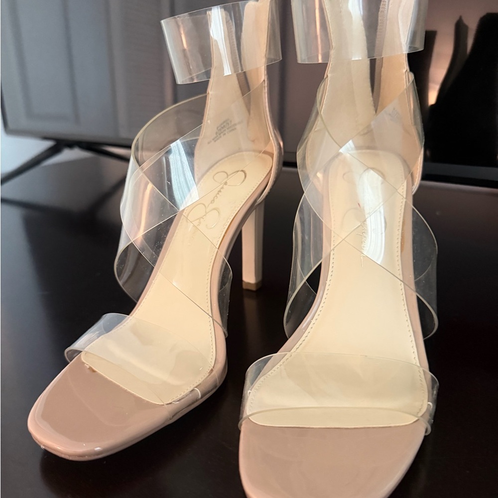Jessica Simpson Clear Strap Nude Heels